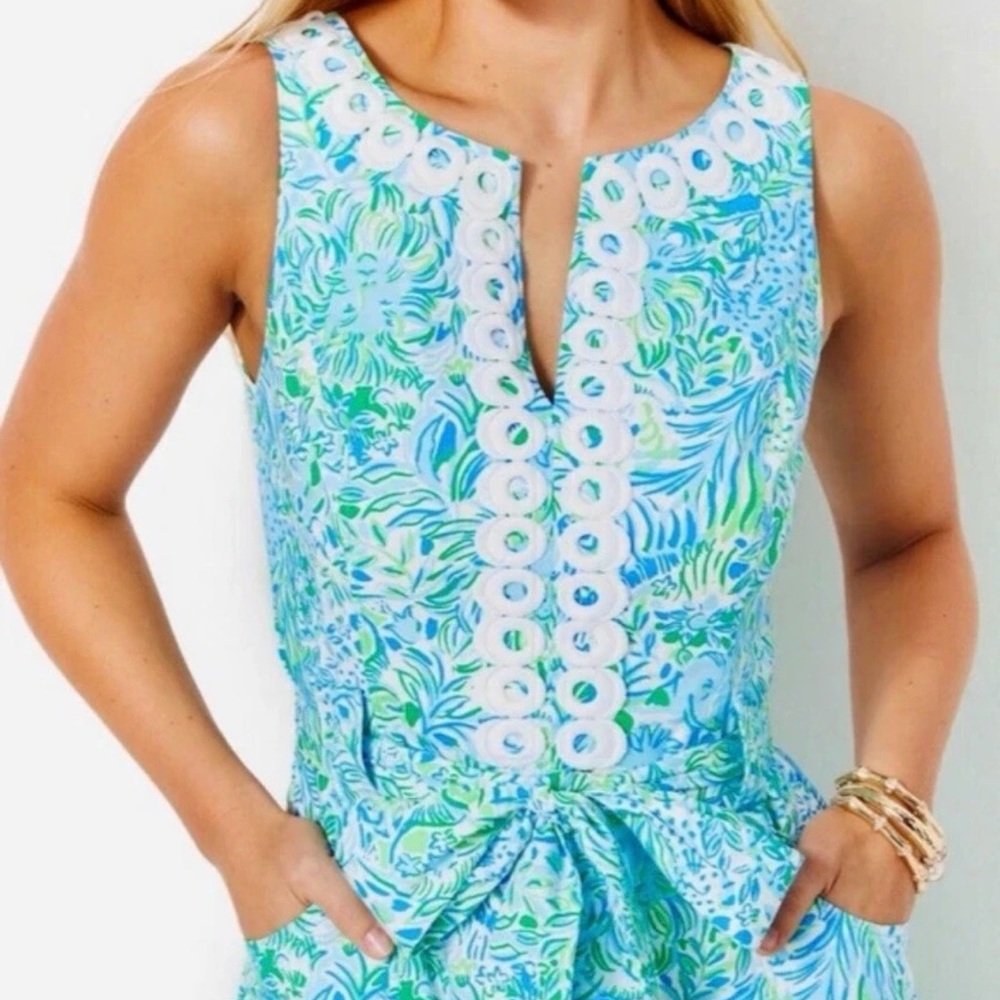 Lilly Pulitzer Gulianna stretch maxi dress hydra blue dandy lions size 16 - Picture 3 of 5